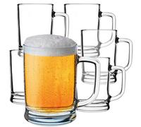 KADAX Lot de 6 chopes à bière de 0,5 l avec anse - Grande chope à bière en verre épais - Design classique