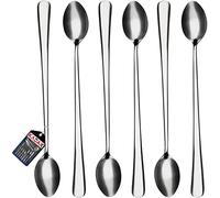 KADAX Lot de 6 cuillères longues en acier inoxydable - Pour latte, boissons, glace, long drink, cuillère à cocktail, cuillère à dessert, passe au lave-vaisselle - Longueur : 21,4 cm - Argentées