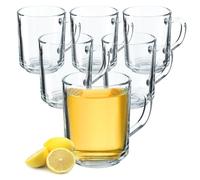 KADAX Lot de 6 gobelets en verre transparent avec poignée - Passent au lave-vaisselle - Verres à café, thé et eau (6 x 240 ml)