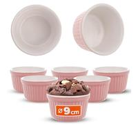 KADAX Lot de 6 ramequins à soufflé, Ø 9 cm, pour crème brûlée, petits moules en céramique pour crème brûlée, soufflé et ragoût (rose)