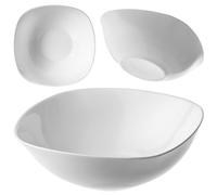 KADAX Lot de 6 Saladier en Verre Blanc, Ensemble de 6 Bols carrés Blancs en Verre, Bols à céréales adaptés au Micro-Ondes, Bols de Service pour salades, soupes, entrées, Fruits (17 cm)