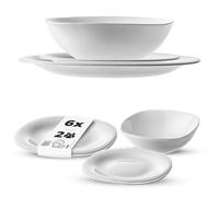 KADAX Lot de 6 Service de table pour 2 personnes, avec assiettes creuses, assiettes à dessert et assiettes plates, vaisselle de table, set d'assiettes (blanc)
