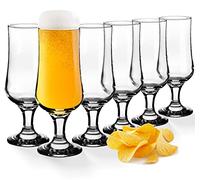 KADAX Lot de 6 verres à bière en verre de qualité supérieure - 360 ml - Verres à eau, à jus avec pied - Verres pour eau, boisson, cocktail, boissons - Passe au lave-vaisselle