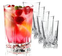 KADAX Lot de 6 Verres à Eau, à paroi épaisse, striés pour Eau, Boisson, jus, fête, Cocktail, Boisson (Haut, 245 ML)