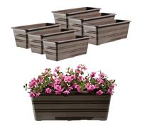 KADAX Lot de 6 x 40 cm - Jardinière marron - Pot de balcon en plastique résistant aux intempéries - Pot de fleurs, jardinière de balustrade pour fleurs