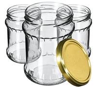KADAX Lot de 8 bocaux en verre 500ml Ø82 Doré - couvercle à vis Twist-Off hermétique, pour conserves, cornichons, fermentation et mise en conserve
