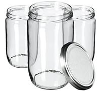 KADAX Lot de 8 grands bocaux en verre 720ml Ø82 - couvercle à vis hermétique, pour conserves, cornichons, légumes lacto-fermentés et confitures maison