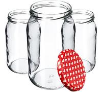 KADAX Lot de 8 grands bocaux en verre 900ml Ø82 - couvercle à vis hermétique, pour conserves, cornichons, légumes lacto-fermentés et confitures maison