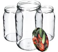 KADAX Lot de 8 grands bocaux en verre 900ml Ø82 - couvercle à vis hermétique, pour conserves, cornichons, légumes lacto-fermentés et confitures maison