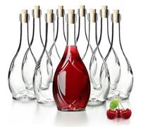 KADAX Lot de 9 Bouteilles en Verre 500ml avec Bouchon en liège - Bouteilles vides à remplir pour Liqueur, schnaps, Huile et vinaigre, idéales pour Cadeaux et Faire Maison
