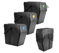 KADAX Set de poubelles de tri en plastique, poubelles avec couvercle étanche (Noir 3x25L)