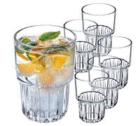 KADAX Lot de verres à long drink, verres à cocktail, verres à boisson, verres à boire, verres à eau modernes, verres à côtes pour les boissons, verres universels (Set de 6x320 ml)