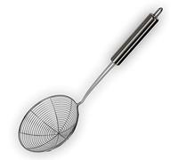 KADAX Louche trouée, petit poinçon, poinçon acier à long manche, cuillère filtre, cuillère trouée, louche, tamis, poussoir à blanchir (argent)