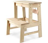 KADAX Marchepied en Bois de Pin Naturel, Élégante Chaise pour Ajouter Une Touche de Charme Rustique à Votre Décoration Intérieure (2 Marches)