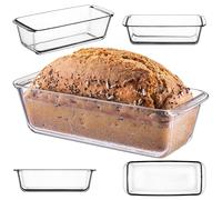 KADAX Moule à cake en verre transparent - Moule à gâteau robuste avec fond épais - Convient pour cuisinière électrique et à gaz - Longueur : 28 cm