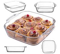 KADAX Moule à cake en verre transparent, moule à gâteau royal, robuste, avec fond épais, convient pour cuisinières électriques et à gaz, moule à pizza (carré 30 x 25 cm)