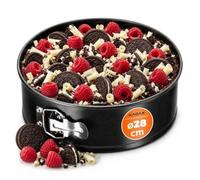 KADAX Moule à gâteau Ø 21,5 cm-30 cm, moule à charnière en tôle galvanisée et antiadhésive, moule à gâteau rond avec fond plat, anti-fuite (∅ 28 cm, noir)