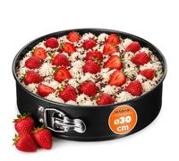 KADAX Moule à gâteau, diamètre : 21,5 à 30 cm, en tôle galvanisée et antiadhésive, rond, avec fond plat, anti-fuite, diamètre : 30 cm, noir
