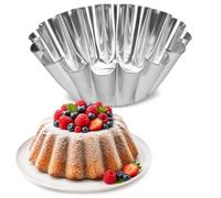 KADAX Moule à gâteau en Anneau, Moule à gâteau en tôle galvanisée, Moule à pâtisserie ondulé Haut, Moule à génoise pour gâteau en Anneau et gâteau au Chocolat, Moule à Couronne (15,5 cm, Argent)