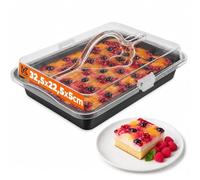 KADAX Moule à gâteau rectangulaire en acier avec couvercle et revêtement anti-adhésif pour gâteau, pain grillé, cheesecake, brownie, moule à cake (32,5 x 22,5 x 5 cm)