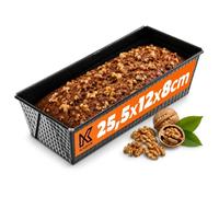 KADAX Moule à Gâteau Rectangulaire en Tôle Antiadhésive, Idéal pour Brioche, Brownie, Cake aux Fruits Confits, Pain de Viande et Terrine (25.5 x 12 cm, Noir)