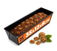 KADAX Moule à Gâteau Rectangulaire en Tôle Antiadhésive, Idéal pour Brioche, Brownie, Cake aux Fruits Confits, Pain de Viande et Terrine (35 x 12 cm, Noir)