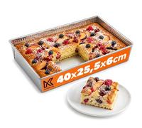 KADAX Moule à Gâteau Rectangulaire, Grand Moule à Pâtisserie avec Revêtement Antiadhésif et Bords Hauts, Accessoire de Cuisine (Argent, 40 x 25.5 cm)