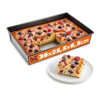 KADAX Moule à Gâteau Rectangulaire, Grand Moule à Pâtisserie avec Revêtement Antiadhésif et Bords Hauts, Accessoire de Cuisine (Noir, 36 x 25.5 cm)