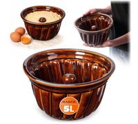 KADAX Moule à Kouglof en Grès, Moule à Gâteau Rond pour Savarin, Kougelhopf et Pudding, Parfait pour Les Gâteaux Traditionnels Alsaciens (27 cm)