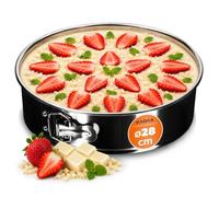 KADAX Moule à tarte Ø 21,5 à 30 cm, moule à charnière en tôle galvanisée et antiadhésive, moule à gâteau rond, moule à gâteau avec fond plat, anti-fuite (diamètre 28 cm, argent)