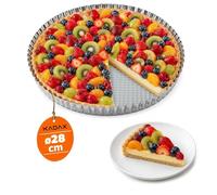 KADAX Moule à tarte, moule à tartelette en tôle galvanisée et antiadhésive, en 3 tailles, moule à tarte aux fruits, rond (diamètre 28 cm, argenté)