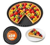KADAX Moule à tartelette en tôle galvanisée et antiadhésive, 3 tailles, moule à tarte aux fruits, rond (diamètre 28 cm, noir)
