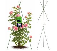 KADAX Obélisque pour plantes grimpantes, 90 cm, lot de 10, tuteur en métal pour rosiers avec revêtement en plastique résistant aux intempéries, treillis pour rosiers grimpants, clématites et plants de