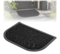KADAX Paillasson d'entrée en polyester robuste avec côté en caoutchouc, tapis résistant à la saleté en 6 motifs différents au choix, demi-cercle 60 x 40 cm, noir