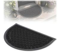 KADAX Paillasson d'entrée, tapis d'entrée en polyester robuste avec bord en caoutchouc, tapis anti-salissures durable en 6 motifs différents au choix, paillasson (demi-cercle 60 x 40 cm, anthracite)