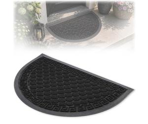 KADAX Paillasson d'entrée, tapis d'entrée en polyester robuste avec bord en caoutchouc, tapis anti-salissures durable en 6 motifs différents au choix, paillasson (demi-cercle 60 x 40 cm, anthracite)