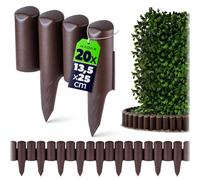 KADAX Palissade de jardin en plastique pour fleurs - Bordure de pelouse décorative - Bordure de parterre avec piquet de sol - Type de piquet en bois - Bordure de parterre (marron - 5 m)