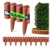 KADAX Palissade de jardin en plastique, pour fleurs, bordure de pelouse décorative, bordure de parterre avec piquet de sol, type de poteau en bois, terre cuite, 5 m