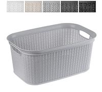 KADAX Panier à Linge de 27L, Bac à Linge en Plastique avec Poignées pour un Transport Facile, Grand Corbeille à Linge Sale pour Salle de Bain et Buanderie (Gris)