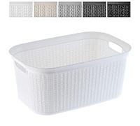 KADAX Panier à Linge de 27L, Bac à Linge en Plastique avec Poignées pour un Transport Facile, Grand Corbeille à Linge Sale pour Salle de Bain et Buanderie (Blanc)