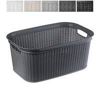 KADAX Panier à Linge de 27L, Bac à Linge en Plastique avec Poignées pour un Transport Facile, Grand Corbeille à Linge Sale pour Salle de Bain et Buanderie (Anthracite)
