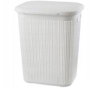 KADAX - Panier à linge multifonction - 50 l - Avec couvercle - Léger - En plastique - Pour salle de bains, vêtements sales, jouets (blanc)