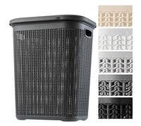 KADAX - Panier à linge multifonction - 50 l - Avec couvercle - Léger - En plastique - Pour salle de bains, vêtements sales, jouets (anthracite)
