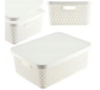 KADAX Panier avec couvercle Organisateur Boîte de rangement 12L Blanc