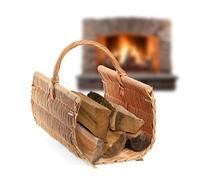 KADAX Panier de transport en bois, panier à bois de cheminée en osier décoratif avec poignée de transport, panier en bois de couleur naturelle, panier de transport pour rangement (33 x 50 x 40 cm)