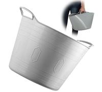 KADAX Panier en plastique flexible avec poignées, panier à linge, panier à jouets multifonctionnel, panier multi-usage, récipient rond pour vêtements, panier universel (gris clair, 26 l)