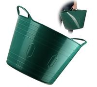 KADAX Panier Flexible en Plastique Avec Poignées - Multifonction pour Linge, Jouets, Vêtements - Rond et Universel (Vert, 42 L)