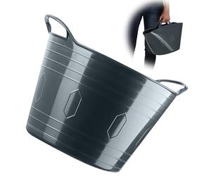 KADAX Panier Flexible en Plastique Avec Poignées - Multifonctionnel pour Linge, Jouets, Vêtements - Récipient Rond Universel (Gris Foncé, 15 L)