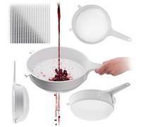 KADAX Passoire de cuisine 25 cm, passoire en plastique à mailles fines pour la cuisine, passoire fine en plastique avec longue poignée, blanche