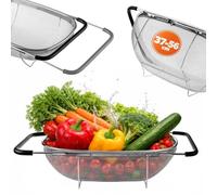 KADAX passoire d'évier en acier inoxydable, passoire d'évier extensible avec poignée, passoire de cuisine pour laver et égoutter les fruits, légumes et nouilles, passoire d'évier